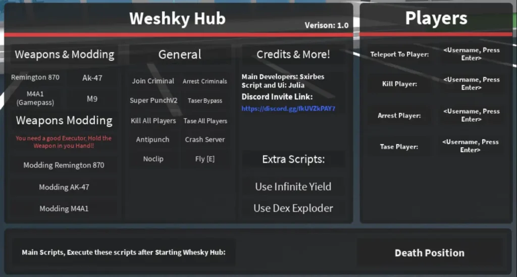 Prison Life Script Weshky Hub V1