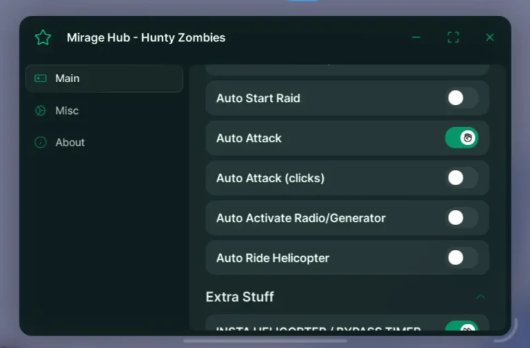 MIRAGE HUB HUNTY ZOMBIE SCRIPT NO KEY God Mode, Auto Farm, Instant Kill, Auto Raid & More!